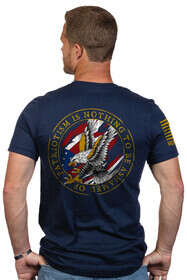 Nine Line Patriotism is Nothing to Be Ashamed of Short Sleeve T-Shirt in Midnight Navy with back graphic